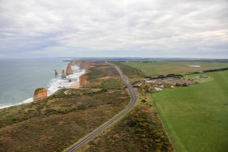 Twelve Apostles on The Great Ocean Road from top viewの写真素材