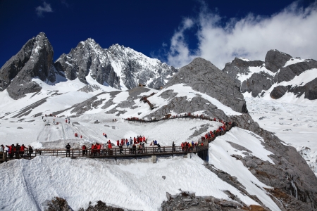 Jade dragon snow mountain in Yunnan, Chinaの写真素材