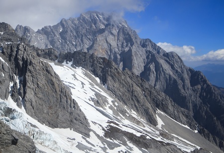 Jade dragon snow mountain in Yunnan, Chinaの写真素材
