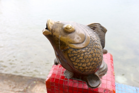 Bronze fish sculpture in Repulse Bay Temple, Hong Kongの写真素材
