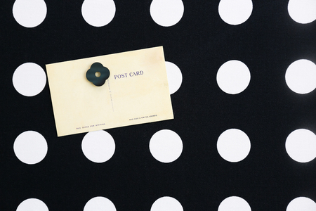 Vintage blank postcard memo on pattern cardboard