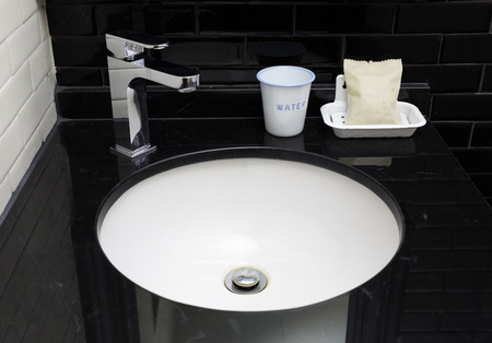 Interior of modern contemporary bathroom with sinkの写真素材