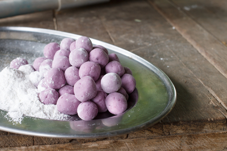 making Dumplings in coconut cream, Bua Loi, Dessert of Thailandの写真素材