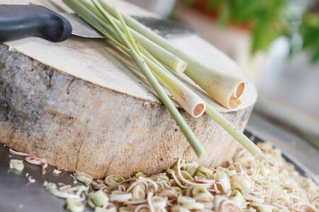 cut lemon grass for cookingの写真素材