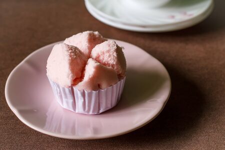 Thai steamed cup cakeの写真素材