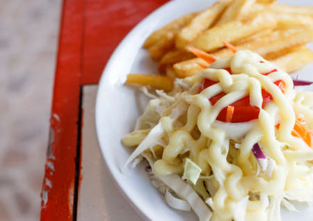 frenchfried with saladの写真素材