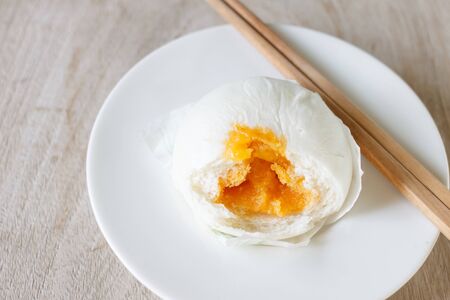 Chinese steamed bun and sweet creamy stuffの写真素材