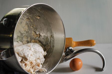 Yeast dough of homemade bread or pizza for bakeryの写真素材