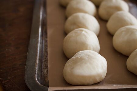 small yeast dough of homemade bread or pizza of bakeryの写真素材