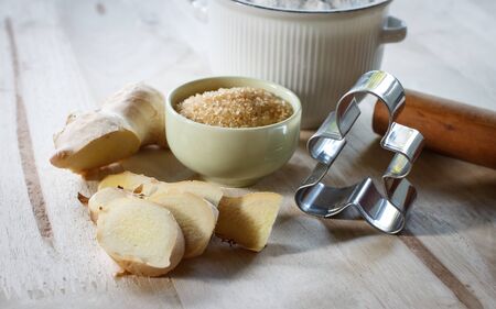 Ingredient ginger cookie for Christmasの写真素材