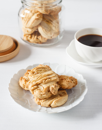 Homemade cookies with black coffee.の写真素材
