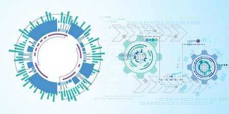 The background image shows the abstract concept of innovation and technology can be applied to your business.のイラスト素材