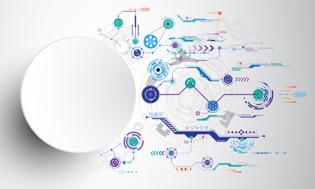 The background image shows the abstract concept of innovation and technology can be applied to your business.のイラスト素材