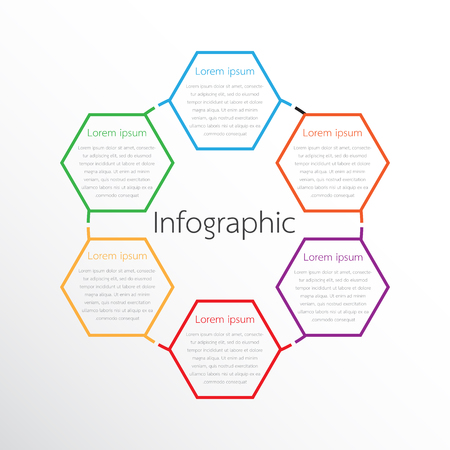 Vector infographic templates used for detailed reports. All 6 topics.のイラスト素材