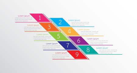 Vector infographic templates used for detailed reports. All 9 topics.のイラスト素材