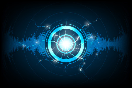 Audio technology on dark blue background.のイラスト素材