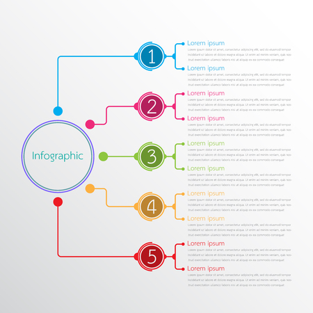 Vector infographic templates used for detailed reports. All 5 topics.のイラスト素材