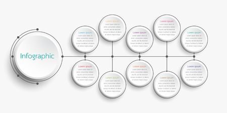 Vector infographic templates used for detailed reports. All 10 topics.のイラスト素材