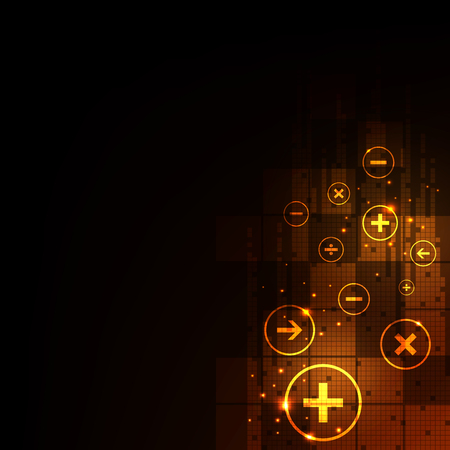Digital computation on a dark orange background.のイラスト素材