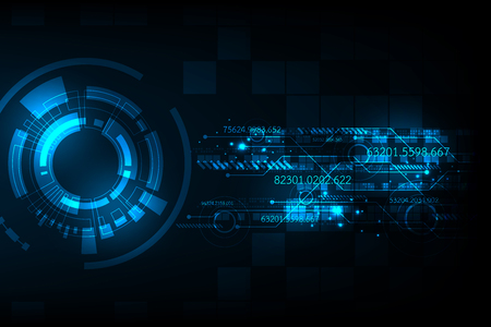 Vector in technology concept on a dark blue background.のイラスト素材