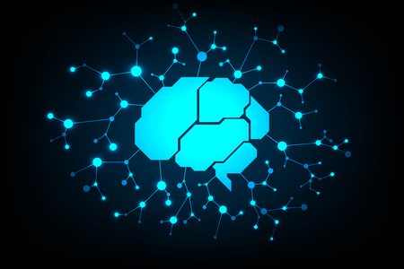 Vector technology in the brain concept is the center of various systems.のイラスト素材