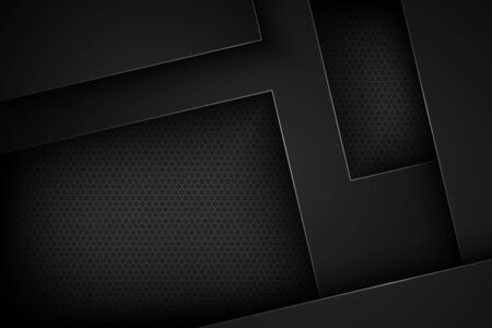 Black abstract vector background with overlapping characteristics.のイラスト素材