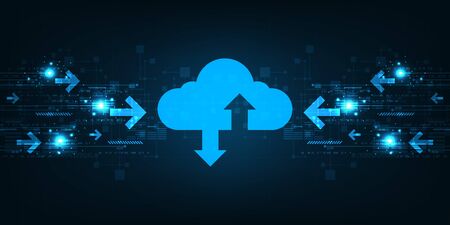 Cloud interface that shows data uploading to the internet.のイラスト素材
