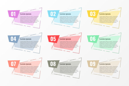 Infographic used for detailed reports of all 9 topics.のイラスト素材