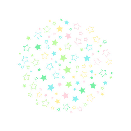 A background with colorful stars of various sizes as a pattern.のイラスト素材