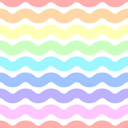Seamless background with pastel rainbow wavy pattern.のイラスト素材