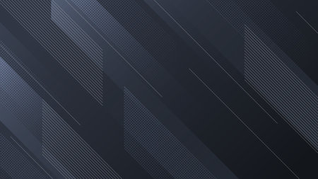 Dark abstract background depicting speed in a diagonal manner decorated with lines and dots.のイラスト素材