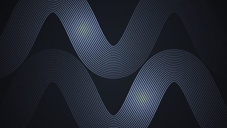 Black simple abstract background with wave style lines as the main element.のイラスト素材