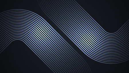Black simple abstract background with curved style lines as the main element.のイラスト素材