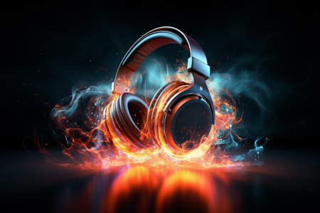 Headphones with a powerful and sturdy aura that are ready to be used to their full potential. Generative AIの素材