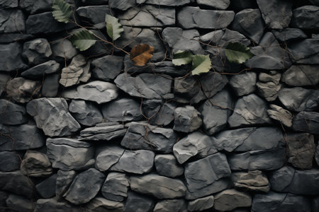 The textured background of the wall is made of many stones. Generative AIの素材