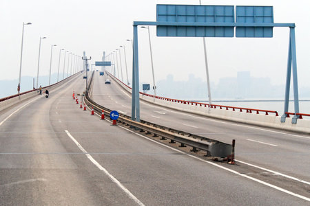 Macau Friendship Bridge (or Ponte de Amizade in Portuguese), one of the bridges that connects the Macau Peninsula and the Taipa Island の写真素材