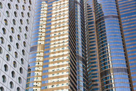 Glass surface of modern Commercial Building in Hong Kongの写真素材