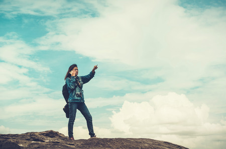 Asia woman talking on the phone outdoorsの写真素材