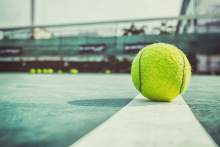 Picture of a green ball placed in the middle of the field.Focus on ballの写真素材