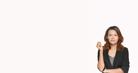 Asian business lady on white floor, office style.の写真素材