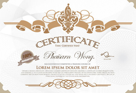 Gold horizontal certificate template with additional design elementsのイラスト素材