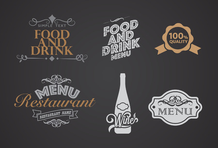Vector Vintage Typographical Element for Menu On Chalkboard.のイラスト素材
