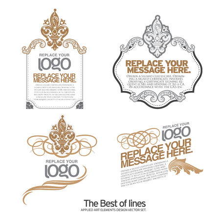 Set of layout label,, ribbons, marks and calligraphic design elements, vectorのイラスト素材