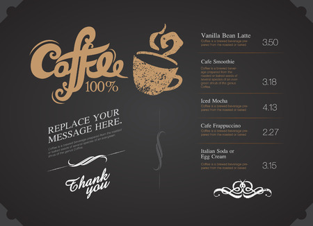 Breakfast cafe Menu Design typography on chalk board vector illustrationのイラスト素材