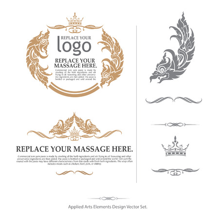 vector set: calligraphic design premium elements and page decoration - lots of useful elements to embellish your layout, thai artのイラスト素材