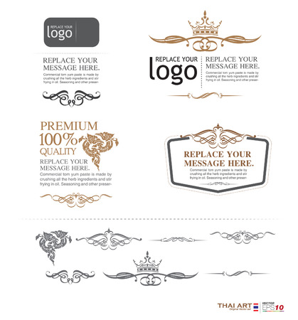 vector set: thai art design elements and page decoration - lots of useful elements to embellish your layoutのイラスト素材