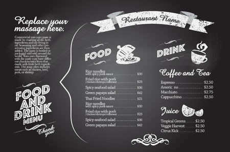 Restaurant Food Menu Design with Chalkboard Backgroundのイラスト素材