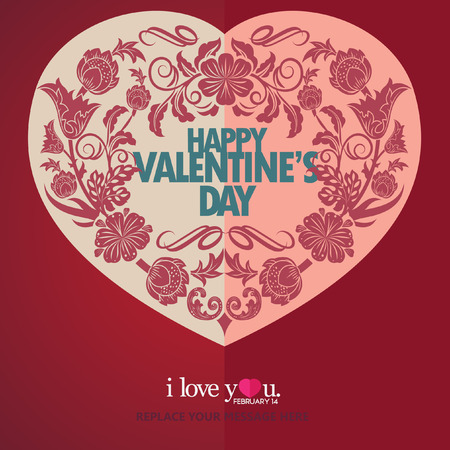 happy valentines day cards with ornaments, hearts, flower premium.のイラスト素材