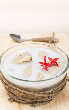 Thai dessert Banana in Coconut Milk.の写真素材