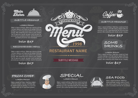 Restaurant Food Menu Design with Chalkboard BackgroundStock Vector Illustration:のイラスト素材
